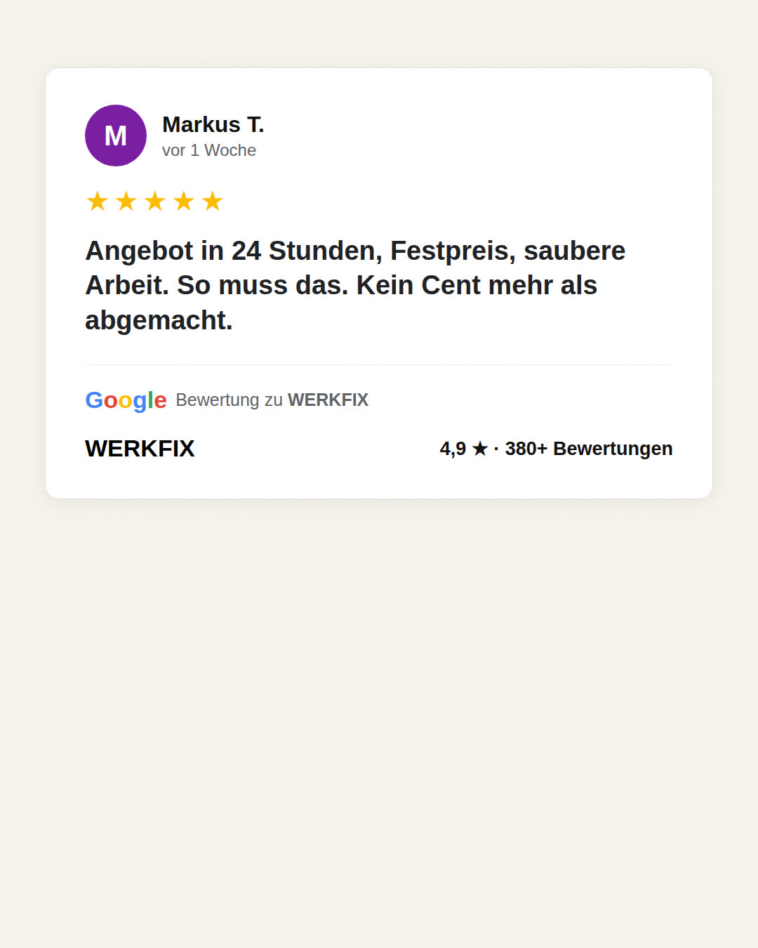 Bewertungs-Karte Beispiel